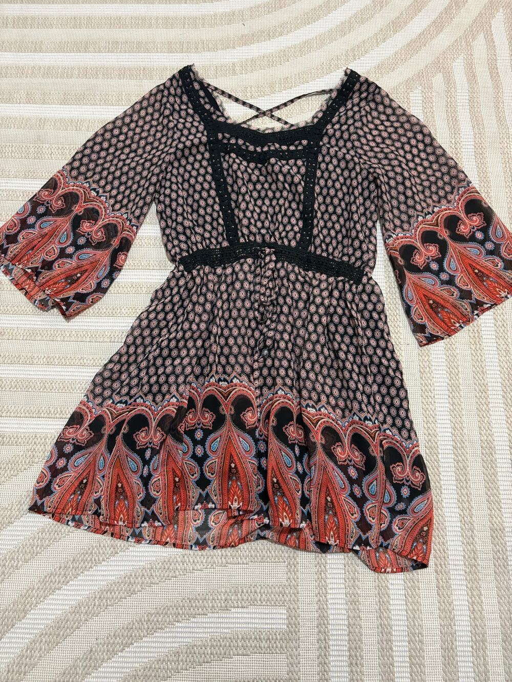 Miss Me Women's Fall Midi Boho Flowy Small Dress